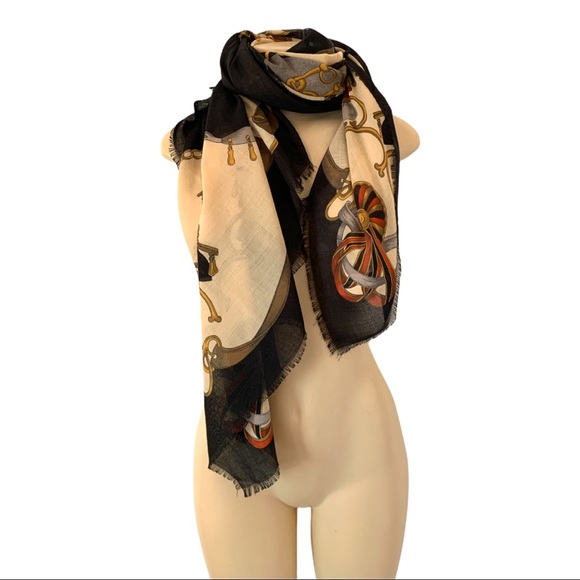 Fringe Wrap Around Fashion Scarf Wrap Fall Autumn Colours - Picture 3 of 3